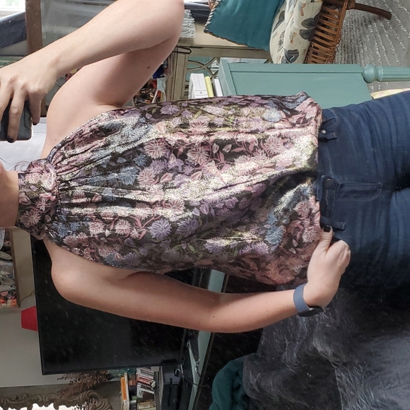 J. Crew Silk Blend Iridescent Floral High Neck Top - Picture 5 of 11